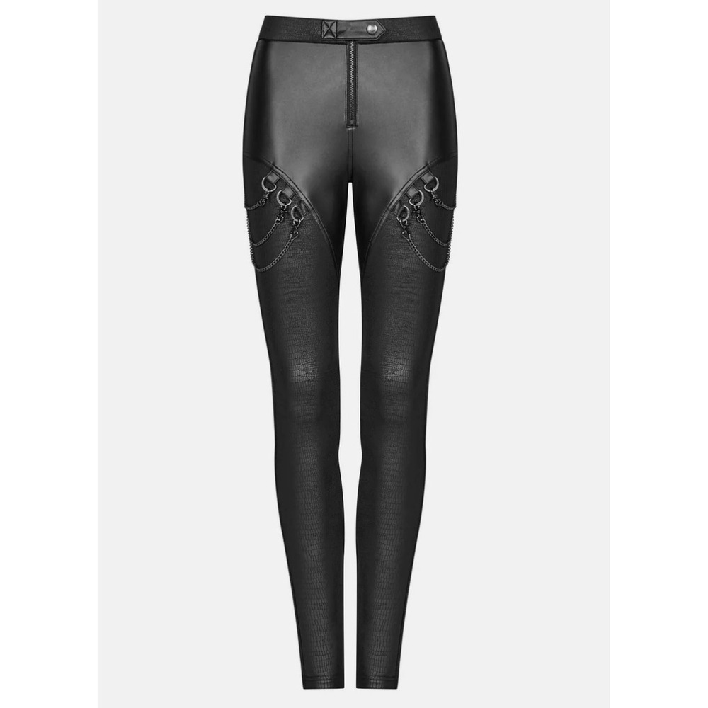 ELASTIC CRACKLE LEATHER PUNK ROCK LEGGINGS Womens Medium - Picture 1 of 9